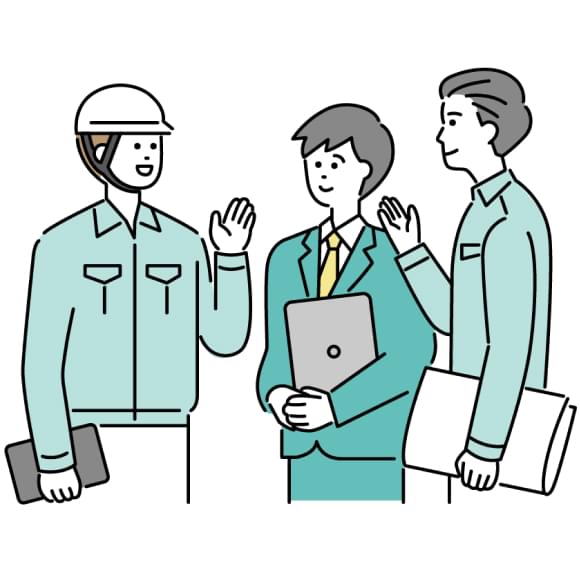 設備施工管理士がコミュニケーションをとる様子
